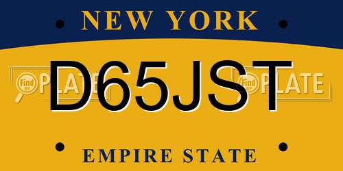 D65JST New York License Plate