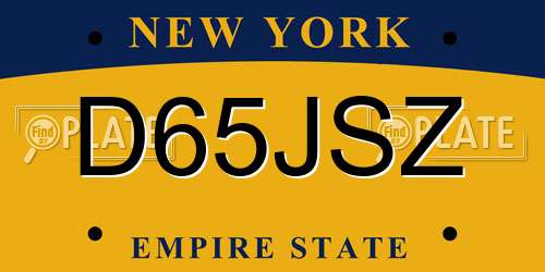 D65JSZ New York License Plate