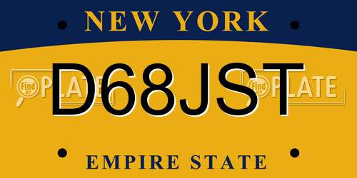 D68JST New York License Plate