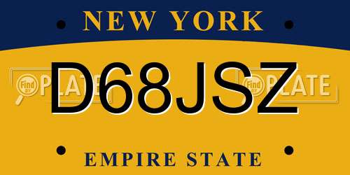 D68JSZ New York License Plate