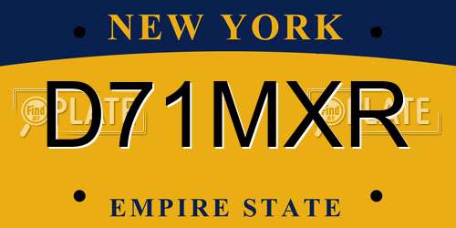D71MXR New York License Plate