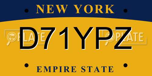 D71YPZ New York License Plate