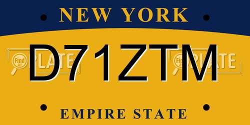 D71ZTM New York License Plate