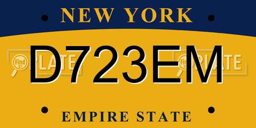 D723EM New York License Plate