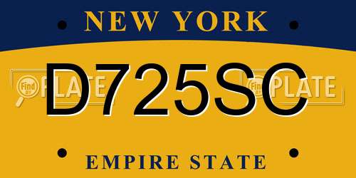 D725SC New York License Plate