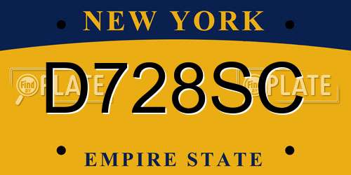 D728SC New York License Plate