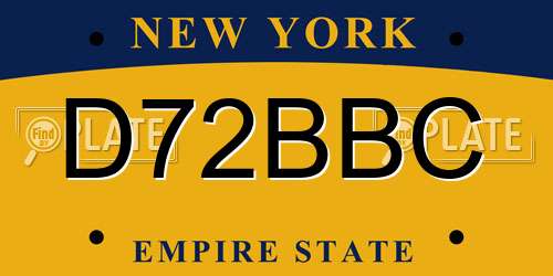 D72BBC New York License Plate