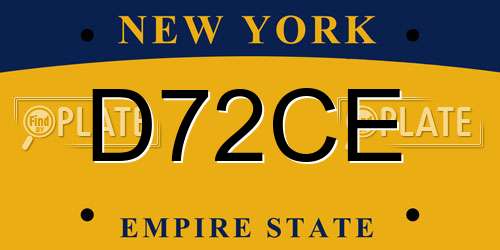 D72CE New York License Plate