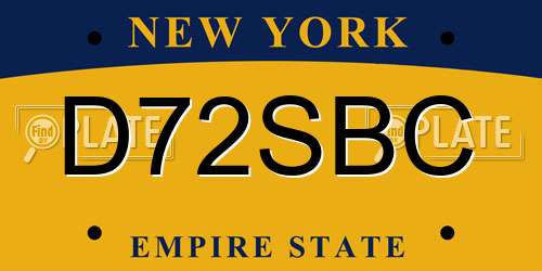D72SBC New York License Plate