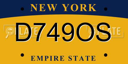 D749OS New York License Plate
