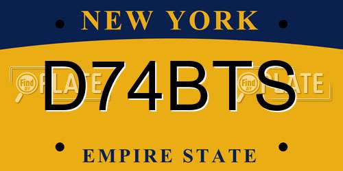 D74BTS New York License Plate