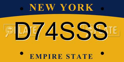 D74SSS New York License Plate