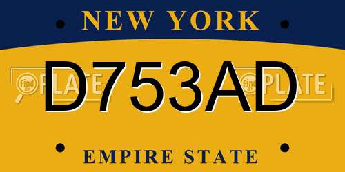 D753AD New York License Plate