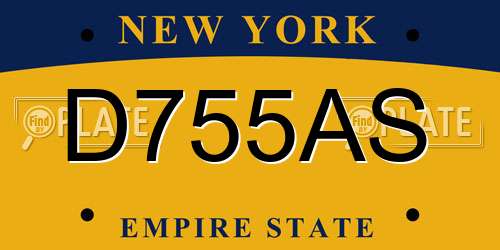 D755AS New York License Plate