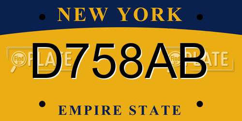 D758AB New York License Plate