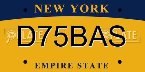 D75BAS New York License Plate