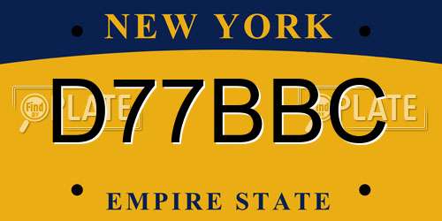 D77BBC New York License Plate