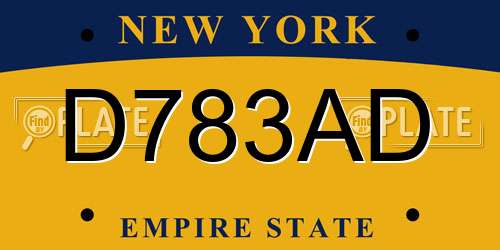 D783AD New York License Plate