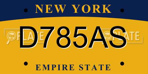 D785AS New York License Plate