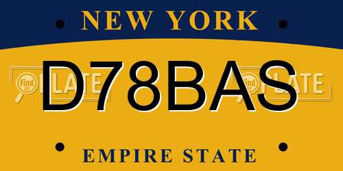 D78BAS New York License Plate