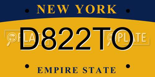 D822TO New York License Plate