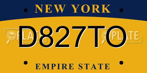 D827TO New York License Plate
