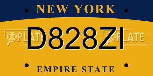 D828ZI New York License Plate