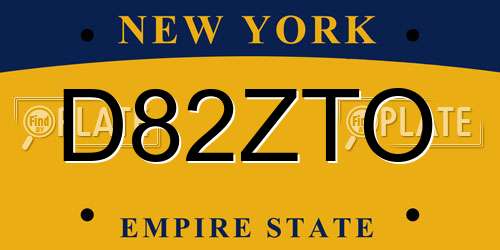 D82ZTO New York License Plate