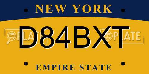 D84BXT New York License Plate