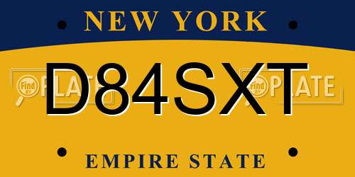 D84SXT New York License Plate