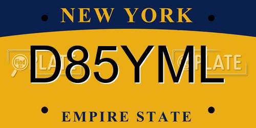 D85YML New York License Plate