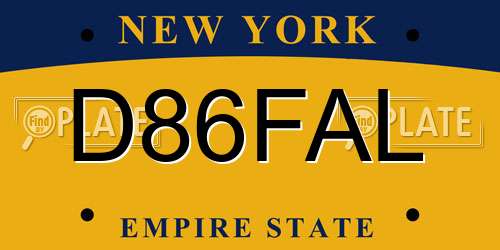 D86FAL New York License Plate