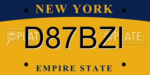 D87BZI New York License Plate