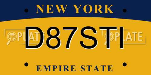 D87STI New York License Plate