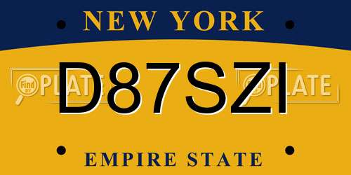 D87SZI New York License Plate
