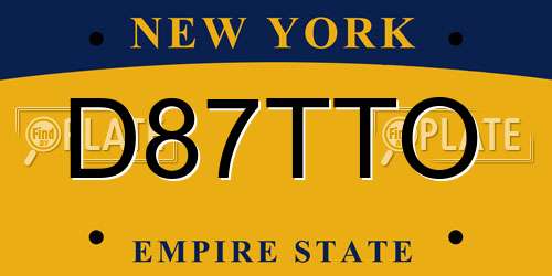 D87TTO New York License Plate