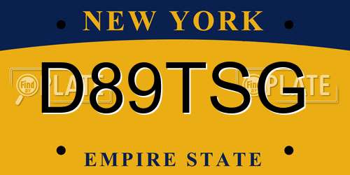 D89TSG New York License Plate