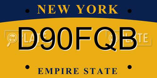 D90FQB New York License Plate