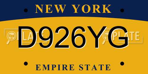 D926YG New York License Plate