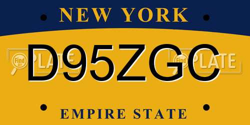 D95ZGC New York License Plate