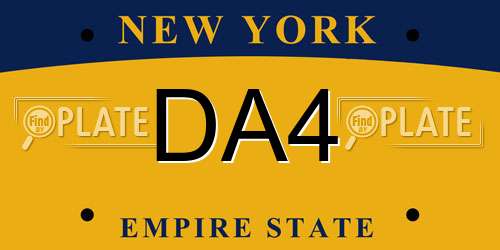 DA4 New York License Plate