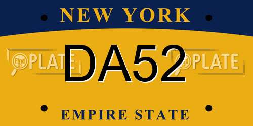 DA52 New York License Plate