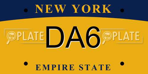 DA6 New York License Plate