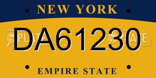 DA61230 New York License Plate