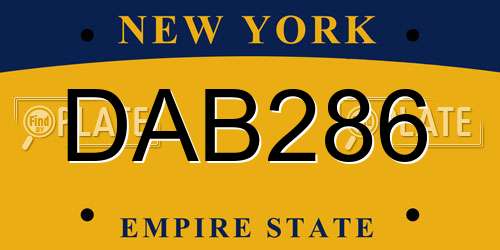 DAB286 New York License Plate