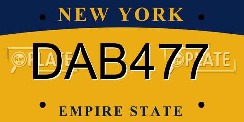 DAB477 New York License Plate