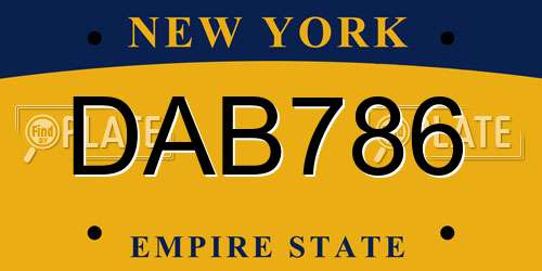 DAB786 New York License Plate