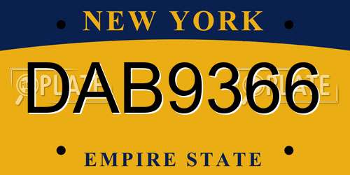 DAB9366 New York License Plate