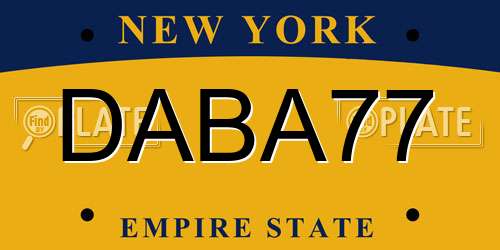 DABA77 New York License Plate