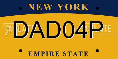DAD04P New York License Plate